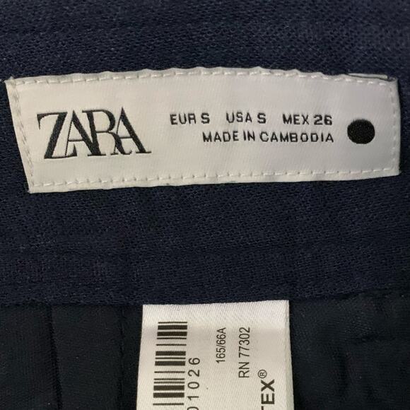 ZARA Pants Small‎ Linen Blend Culotte Embroidered Wide Leg Cropped Boho Trousers - Picture 11 of 15